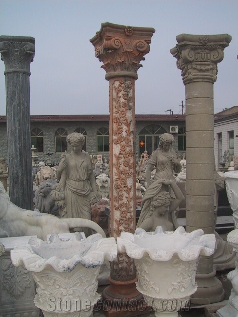 Roman Marble Cast Columns Hollow Pillars Capitals