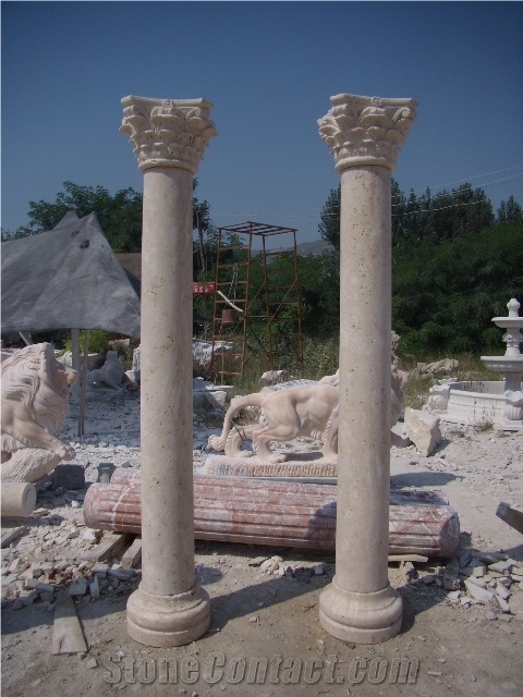 Travertine Carved Pillars