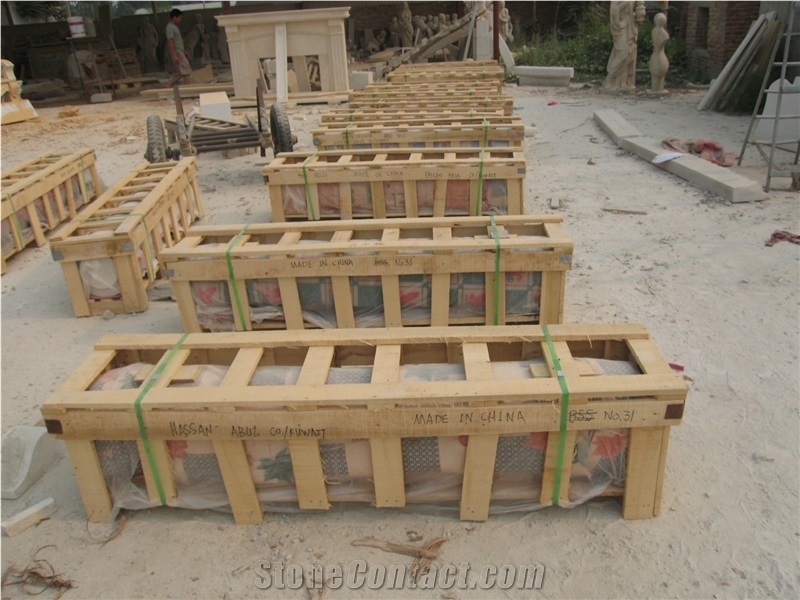 Travertine Carved Pillars