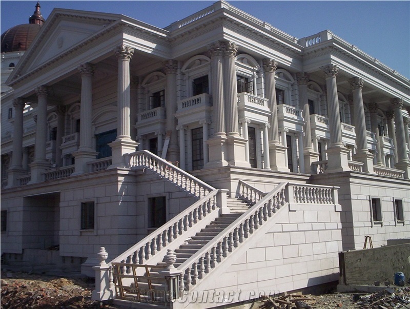 White Marble Roman Hollow Columns Pillar Capitals