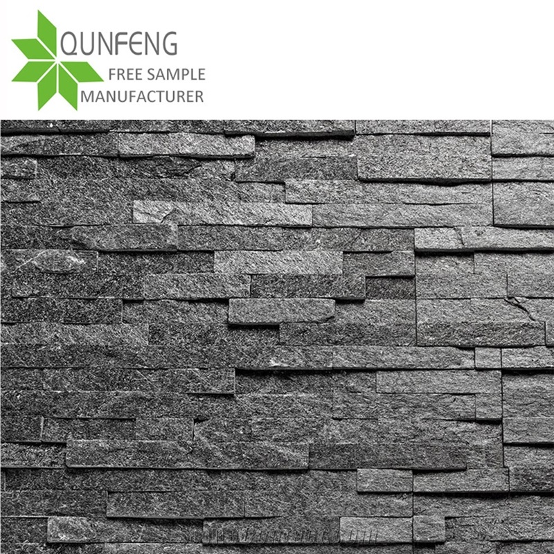 Black Quartzite Ledgestone Stacked Stone Veneer