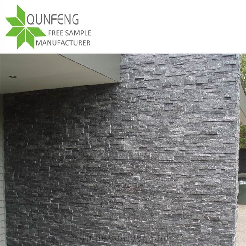 Black Quartzite Ledgestone Stacked Stone Veneer