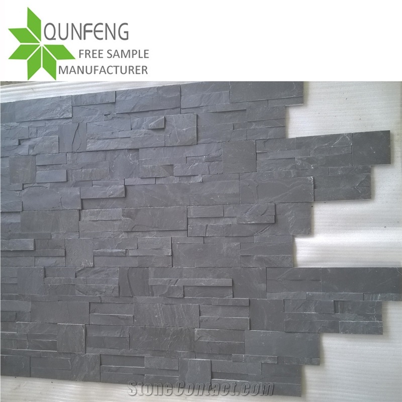 Black Wall Panel Slate Split Face Culture Stone