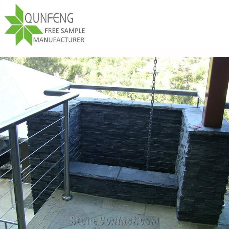 China Black Slate Wall Cladding Panel Ledge Stone