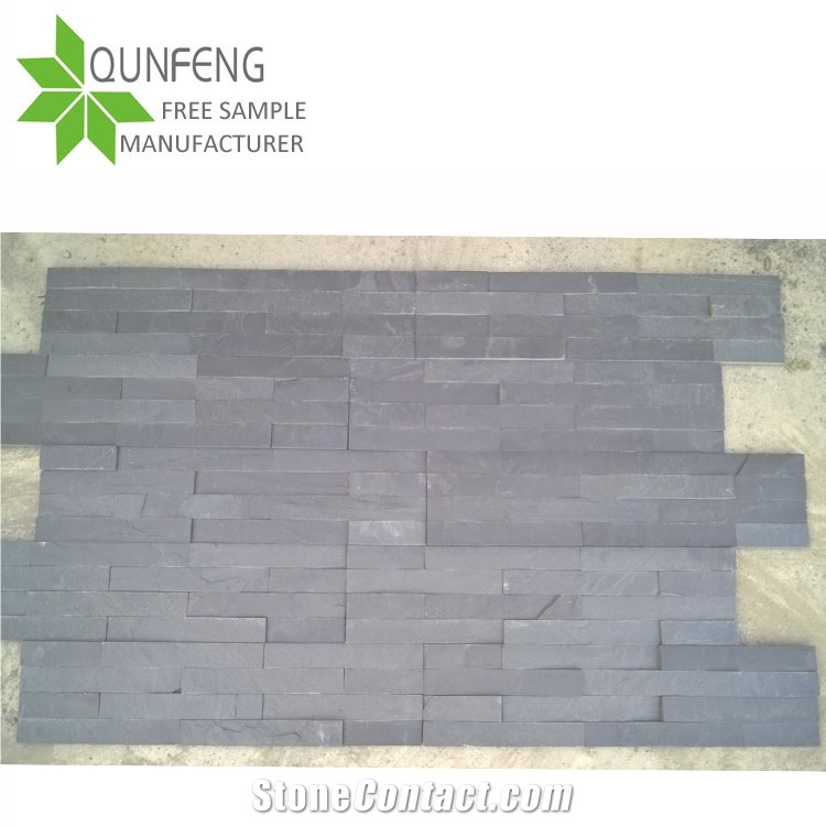 China Black Slate Wall Split Stacked Stone Veneer
