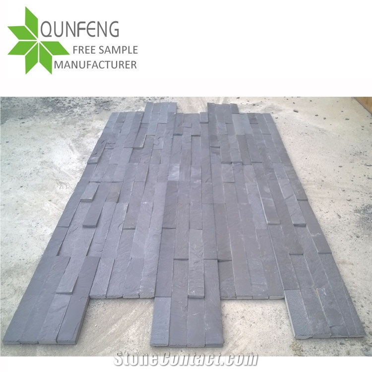 China Black Slate Wall Split Stacked Stone Veneer