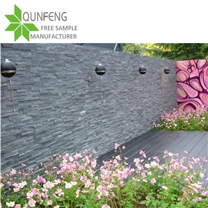 China Black Slate Wall Split Stacked Stone Veneer