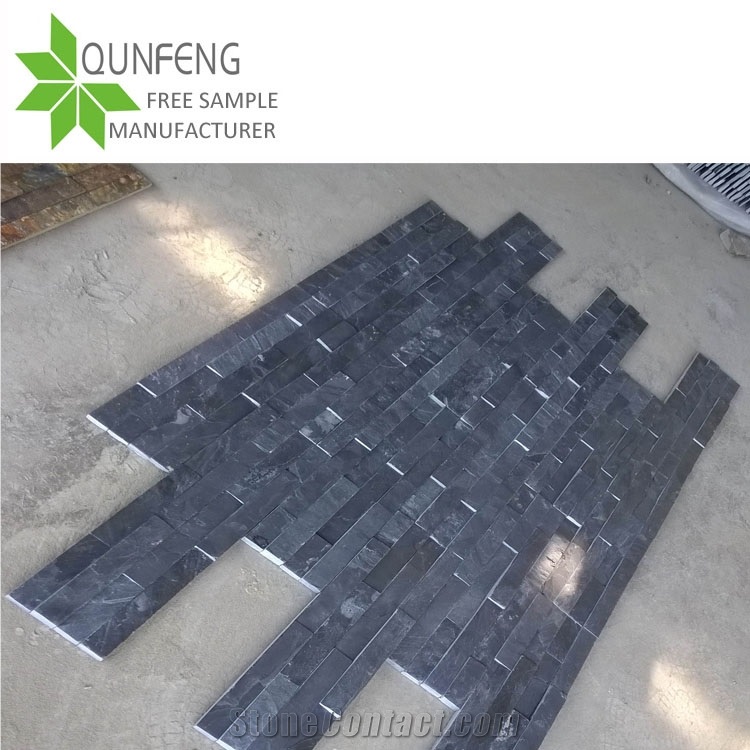 China Black Split Slate Wall Cladding Stack Stone