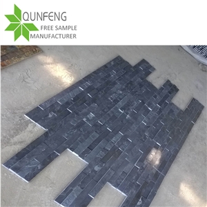 China Black Split Slate Wall Cladding Stack Stone
