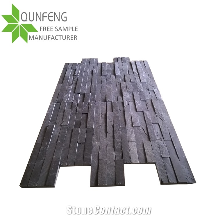 China Black Split Slate Wall Cladding Stack Stone
