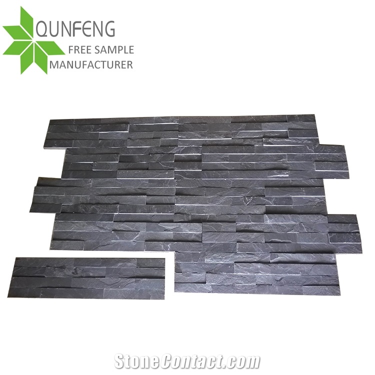 China Black Split Slate Wall Cladding Stack Stone