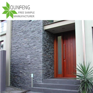 China Black Split Slate Wall Cladding Stack Stone