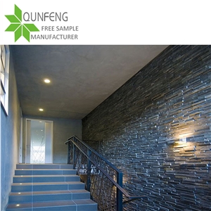 China Split Face Slate Black Stacked Stone Veneer
