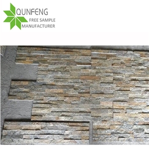 Quartzite Wall Panel Yellow Stacked Stone Veneer