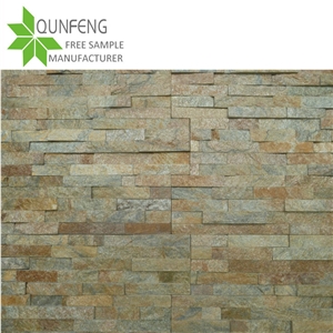 Quartzite Wall Panel Yellow Stacked Stone Veneer