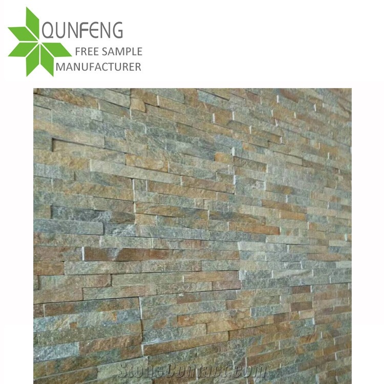 Quartzite Wall Panel Yellow Stacked Stone Veneer
