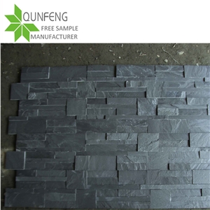 Split Face Black China Slate Stacked Stone Veneer