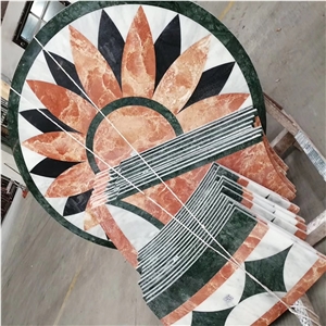 Flower Waterjet Medallion Marble Flooring Designs