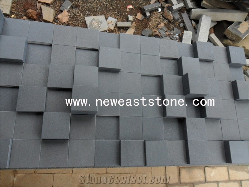 Interior Honed Lava Cube Stone Background Wall