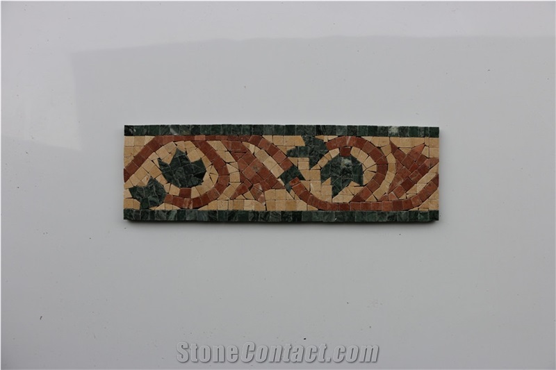 Dark Green and Rojo Alicante Marble Mosaic Borders