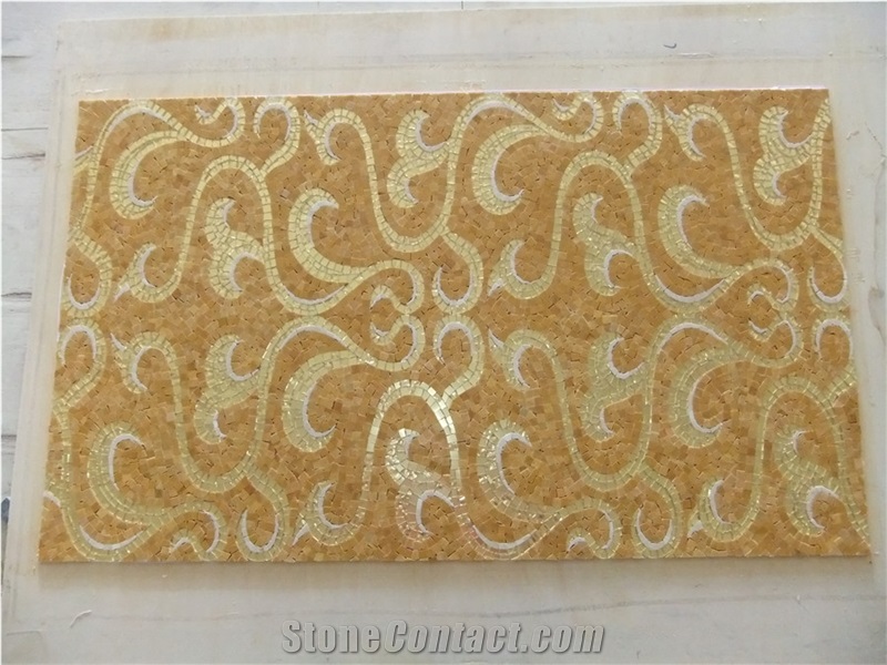 Indus Gold,Goldleaf Medallions, Marble Mosaic