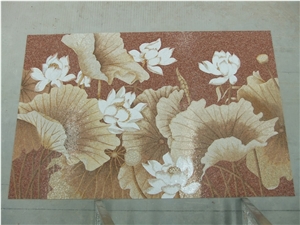 Marble Mosaic Art Lotus Flower Medallions for Wall