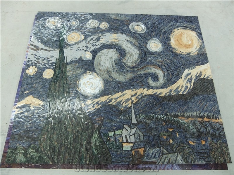 Marble Mosaics Art,Medallions Of Night Starry Sky