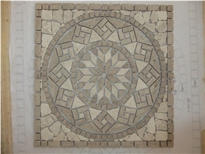Marble Mosaics Arts Square Travertine Medallions