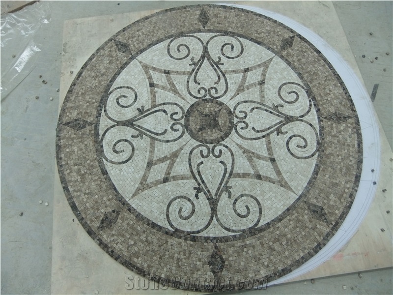 Marble Mosaics Medallions Round Carpet for Floor