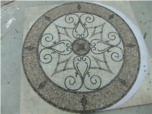 Marble Mosaics Medallions Round Carpet for Floor