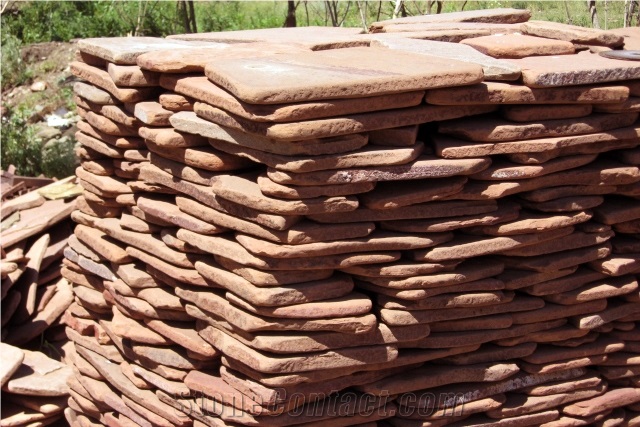 Sandstone Red, Rounded Landscaping Stones, Flagstone