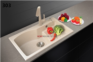 Beige Solid Surface Wash Basin Bouble Bowls