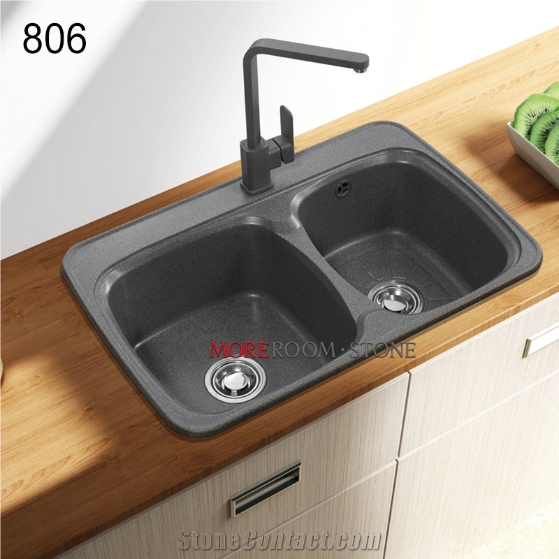 Beige Solid Surface Wash Basin Bouble Bowls