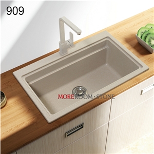 Beige Solid Surface Wash Basin Bouble Bowls