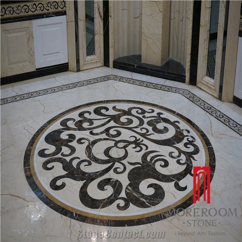 Round Waterjet Medallions Marble Flooring Design