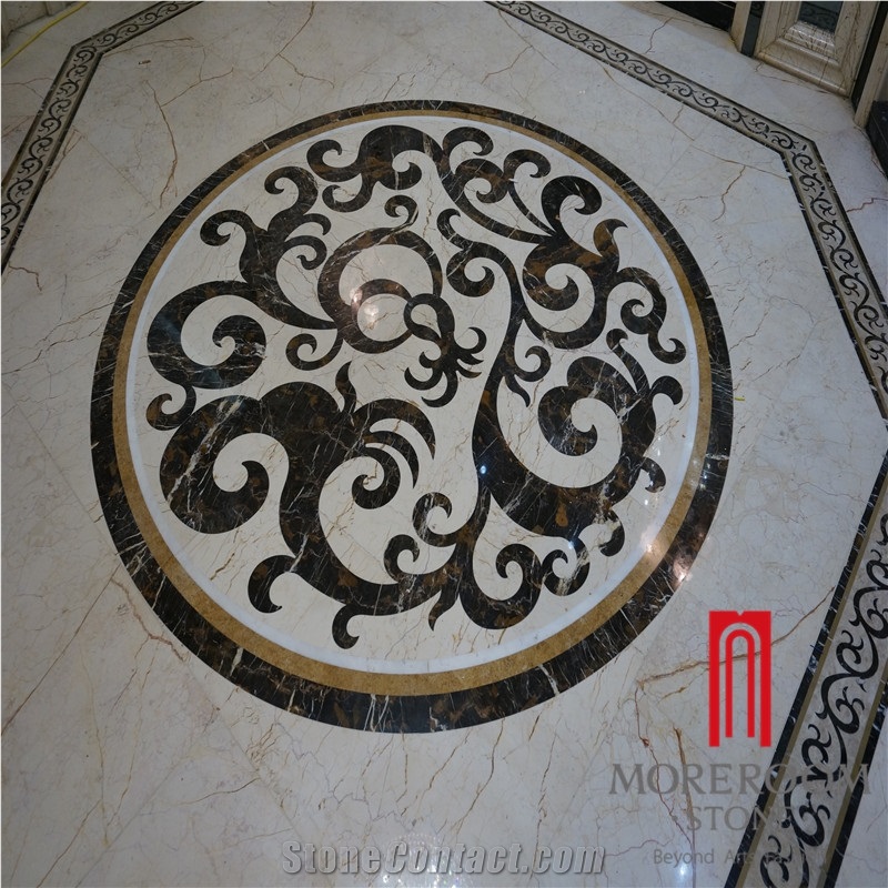 Round Waterjet Medallions Marble Flooring Design