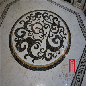 Round Waterjet Medallions Marble Flooring Design