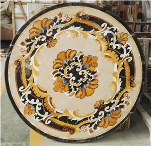 Round Waterjet Medallions Marble Flooring Design