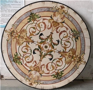 Round Waterjet Medallions Marble Flooring Design