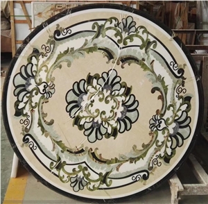 Round Waterjet Medallions Marble Flooring Design