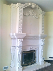 Light Velvet Limestone Fireplace