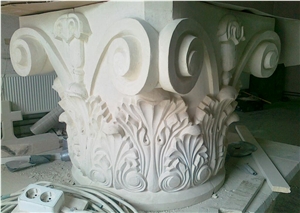 Limestone Light Velvet Carved Column Top