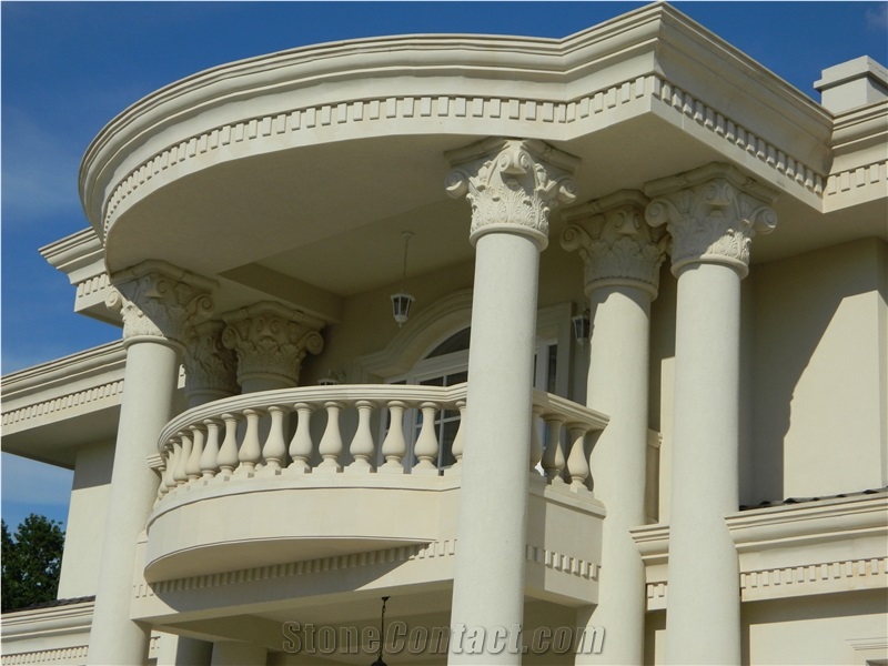 Limestone Light Velvet Carved Column Top