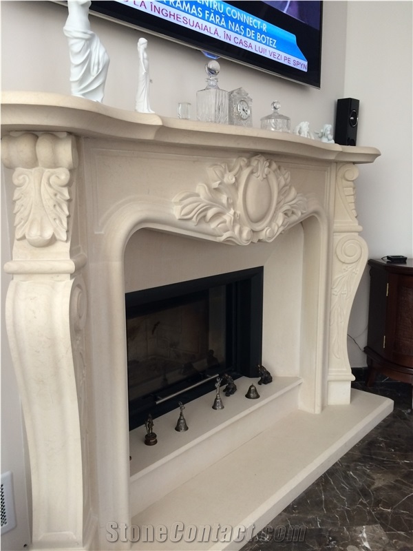 Limestone Light Velvet Carved Column Top