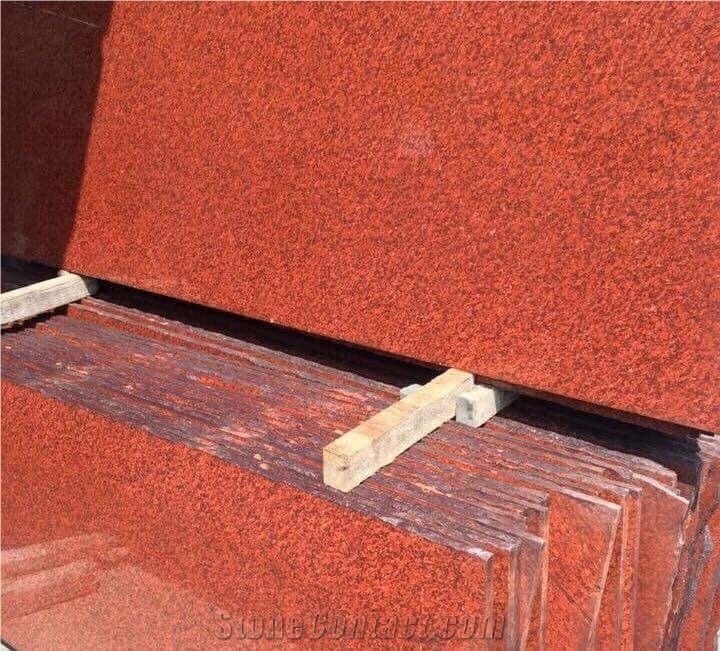Dyed Red Granite Stone Slabs Tiles Wall Floor