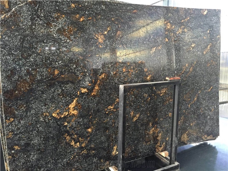 Golden Star Black Granite Stone Slabs Tiles Wall