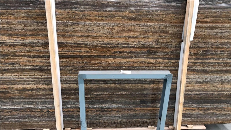 Golden Travertine Stone Brown Slabs Tiles
