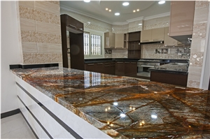 Rainforest Brown Marble Kitchen Countertop