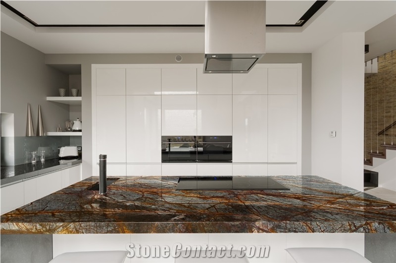 Rainforest Brown Marble Kitchen Countertop