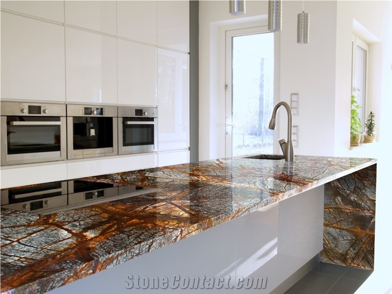 Rainforest Brown Marble Kitchen Countertop